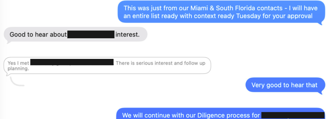 Advisor text conversation